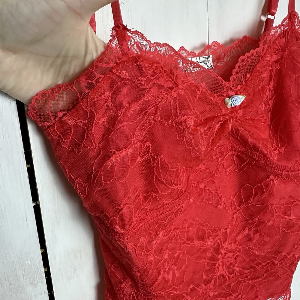 Free People Woman's Lacey Essential Cami Tank Red Rose Size XS New NWOT Y2K Boho - Picture 5 of 11